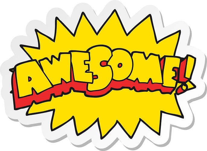 sticker-of-a-cartoon-awesome-symbol-free-vector