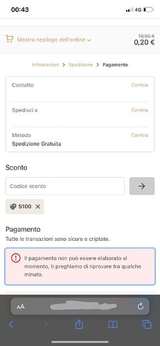 ecco l'errore che si ottiene