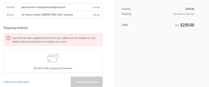 Shopify - Shipping Profile - Product- Exclude Austrial Error - Shipping - Checkout.png
