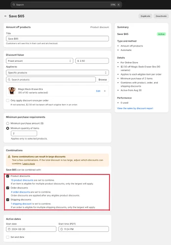 These are the settings for the Bundle discount