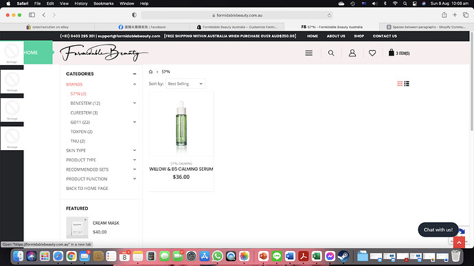 Header option appeared on the left side
