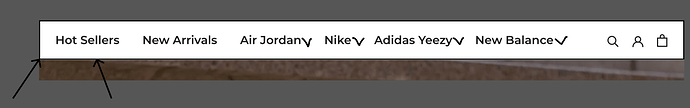 The arrows are indicating the stroke around the header and the "V" are drawn by me for the second change I want to make