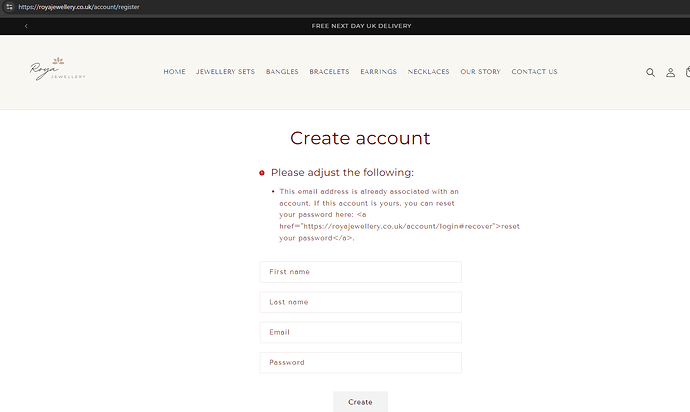 SHOPIFY RESET PASSWORD ERROR