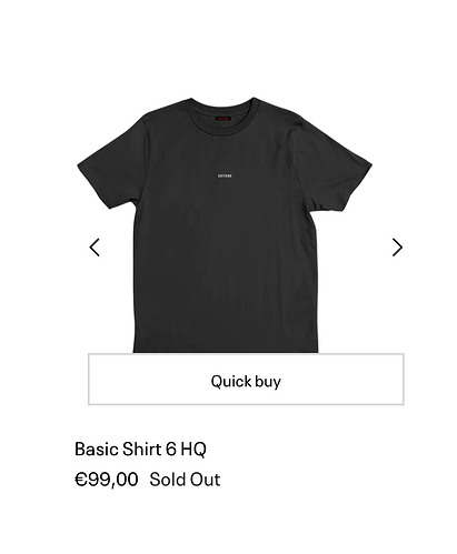 Center the text and price under the product phot "Basic Shirt 6 HQ + 99,00 Sold out"?
